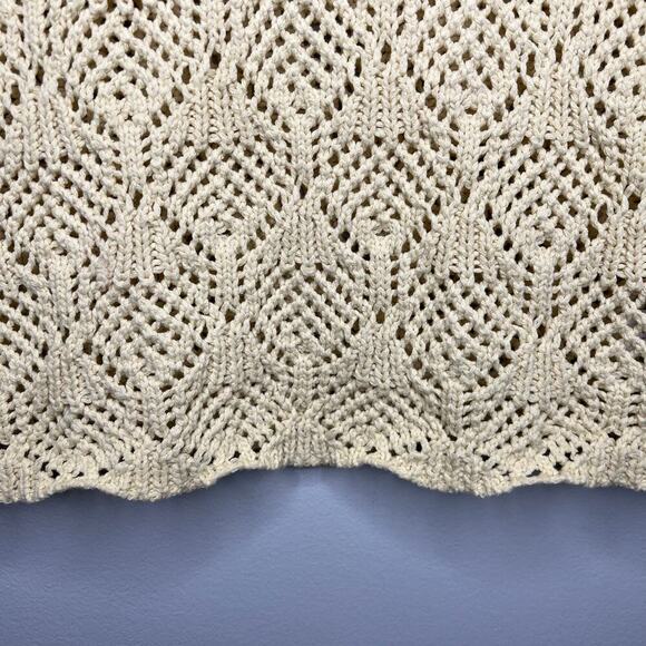 NWT Elan Crochet Open Knit Top Cap Sleeve Butter Yellow Cottage Festival Boho Lg - Picture 4 of 10